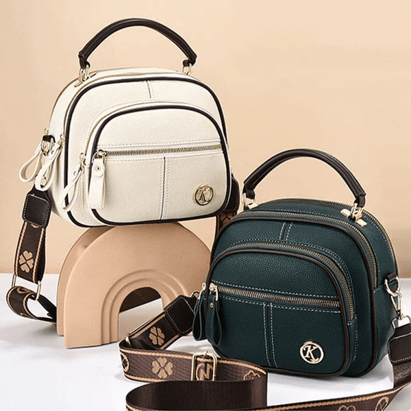 Chic women's leather shoulder bag; versatile design transitions from a classic handbag to a convenient crossbody.