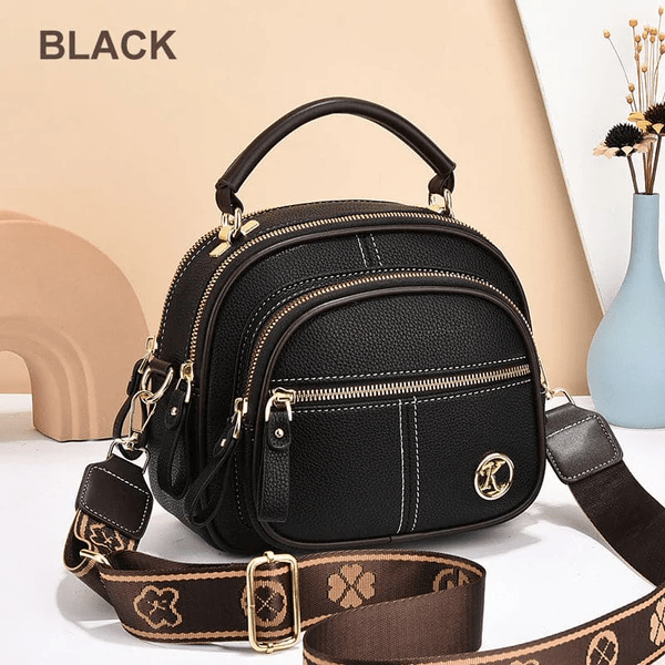 Durable women's leather crossbody bag in a classic style, a chic fashion accessory for versatile wear.
