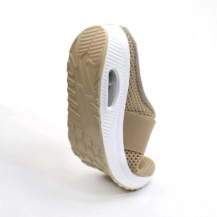 Breathable fabric of women's senior shoes; keeps feet cool & comfortable, even with edema.