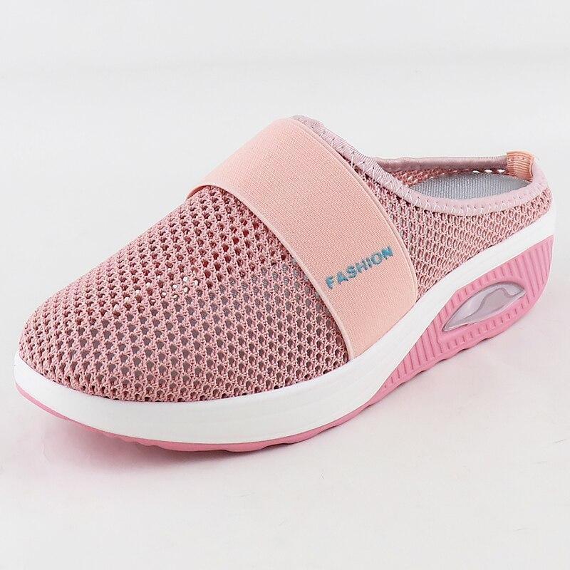 Slip-on women's comfort shoes for edema; easy adjustability for varying levels of swelling.