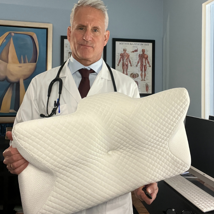 Ergonomic memory foam cervical pillow, optimally designed for neck support, alignment & restful sleep.