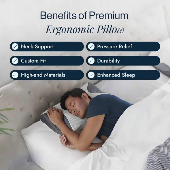Achieve restful sleep with this memory foam cervical pillow, targeting neck pain & improving posture.