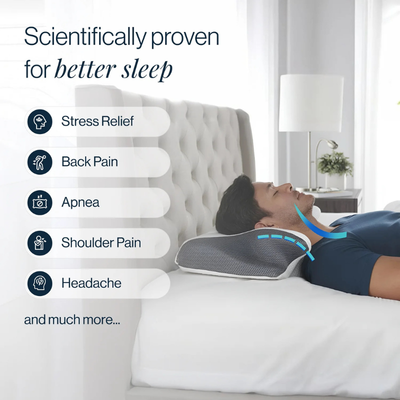 Advanced memory foam cervical pillow for back & side sleepers, reducing neck pain & improving posture.