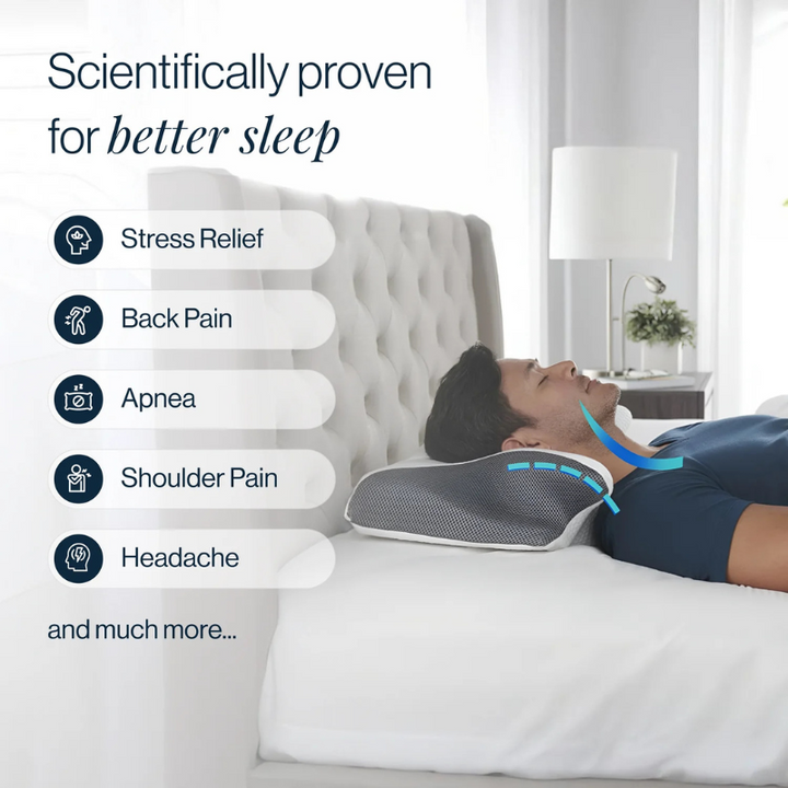 Advanced memory foam cervical pillow for back & side sleepers, reducing neck pain & improving posture.