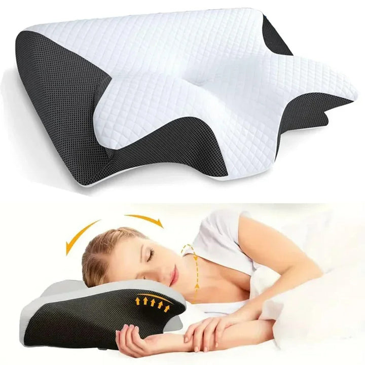 Premium memory foam cervical pillow provides excellent neck support for effective pain relief.