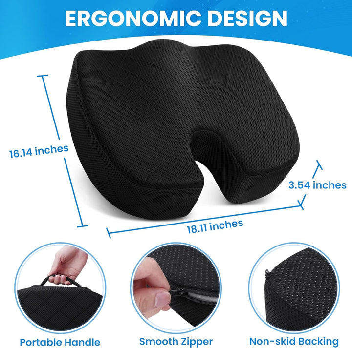 Premium memory foam seat cushion, perfect for office, home, and car comfort.