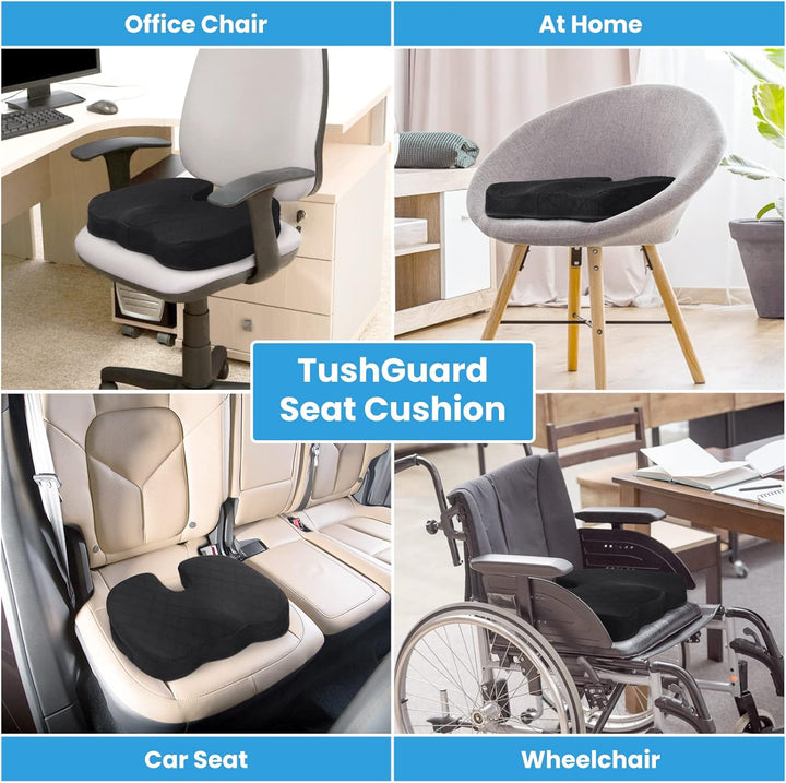 Soft memory foam travel cushion for car & office, prevents discomfort effectively.