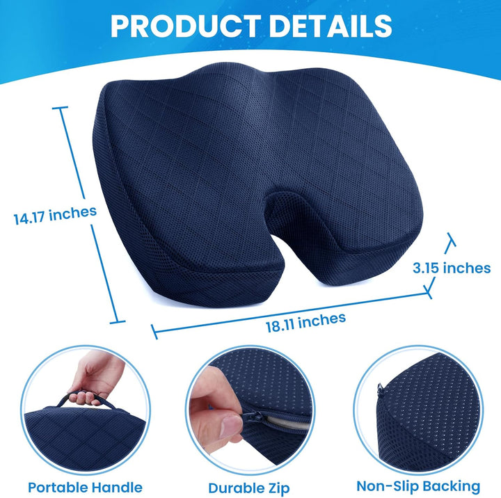 Ergonomic memory foam cushion for home office chair, enhances comfort and posture.