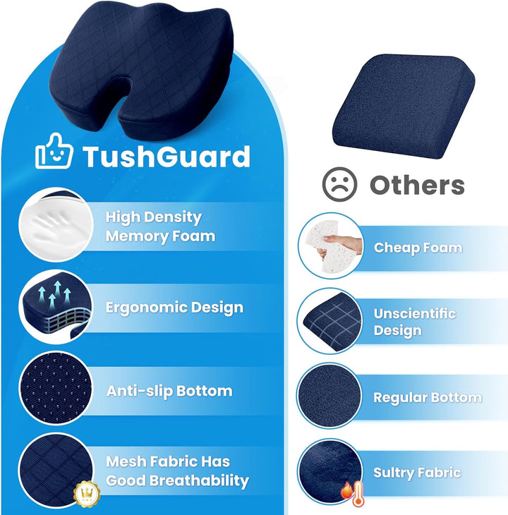 Pain relief memory foam cushion for car seats, ergonomic support on long drives.