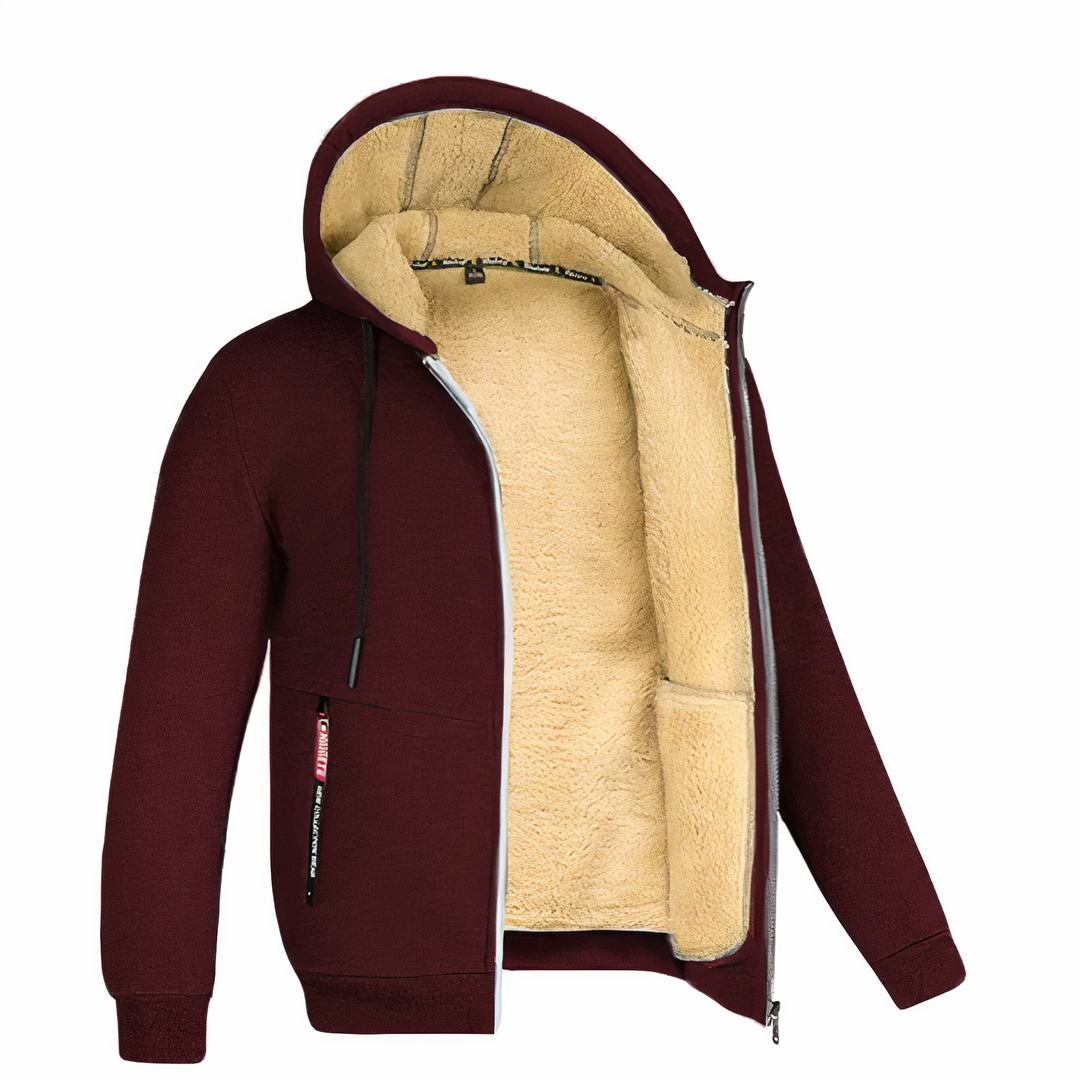 Men's warm full-zip hoodie, perfect for everyday casual comfort and layering in fall/winter fashion.