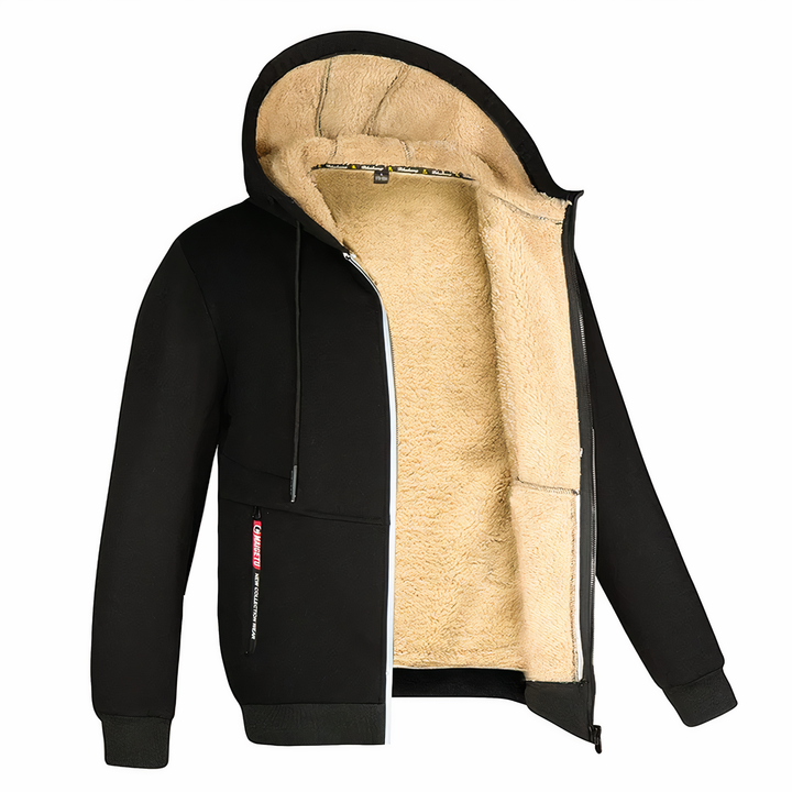 Active men's full-zip hoodie, warm & comfortable for everyday activities or casual winter layering.