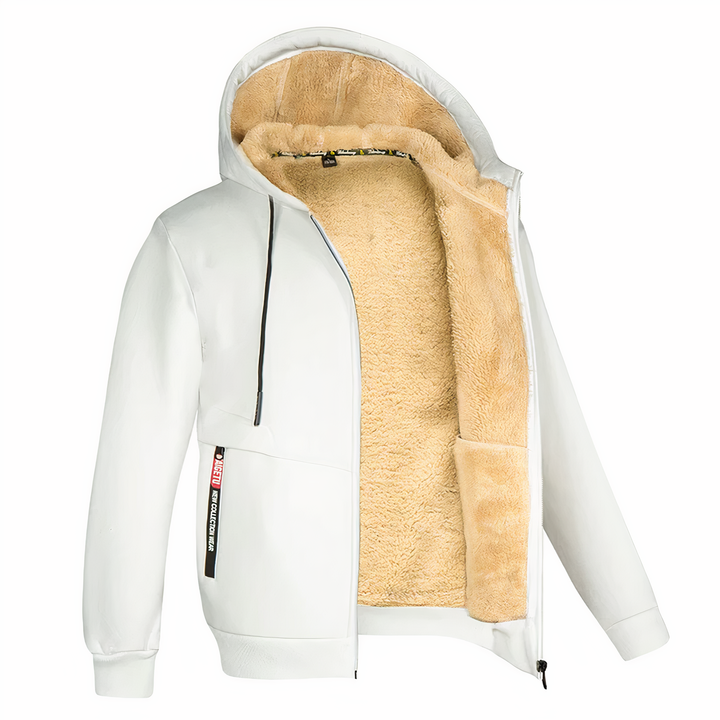 Stylish men's full-zip hoodie, versatile casual wear, warmth and comfort for fall & winter fashion.
