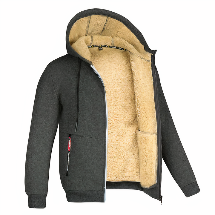 Warm men's full-zip hoodie for everyday comfort. Ideal casual outerwear for fall & winter layering.