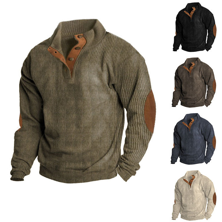Back view of the Men's Asher Outdoor Sweater, demonstrating its comfortable fit for active pursuits.