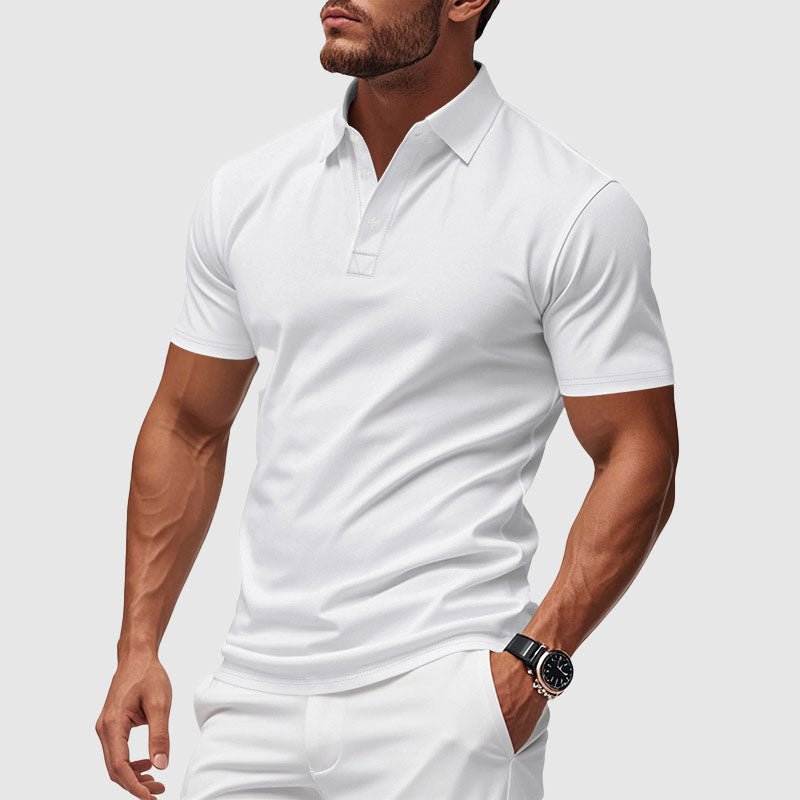 Classic men's short sleeve polo shirt, comfortable performance fabric, perfect for everyday style.