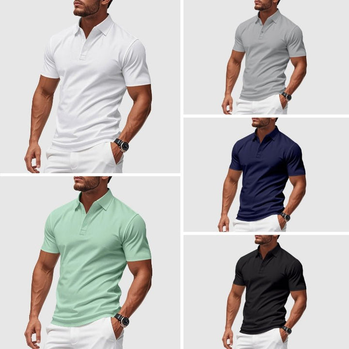 Men's classic short sleeve performance polo, stylish & comfortable for versatile everyday fashion.