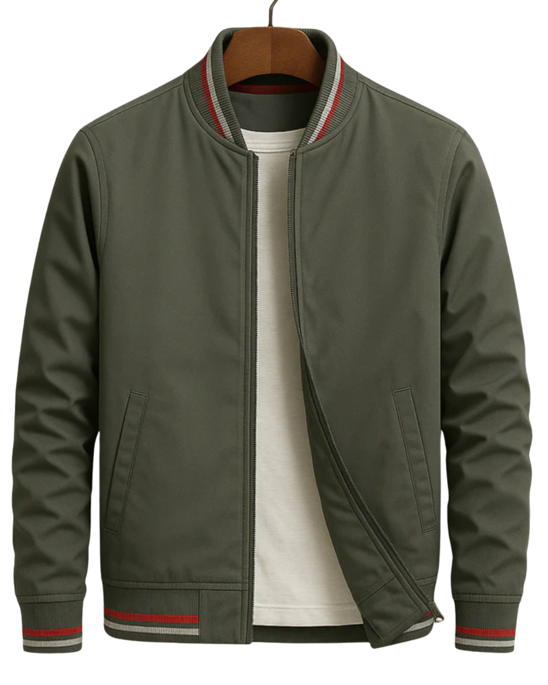 Durable men's bomber jacket, a timeless classic zipper design offering a comfortable, stylish fit.