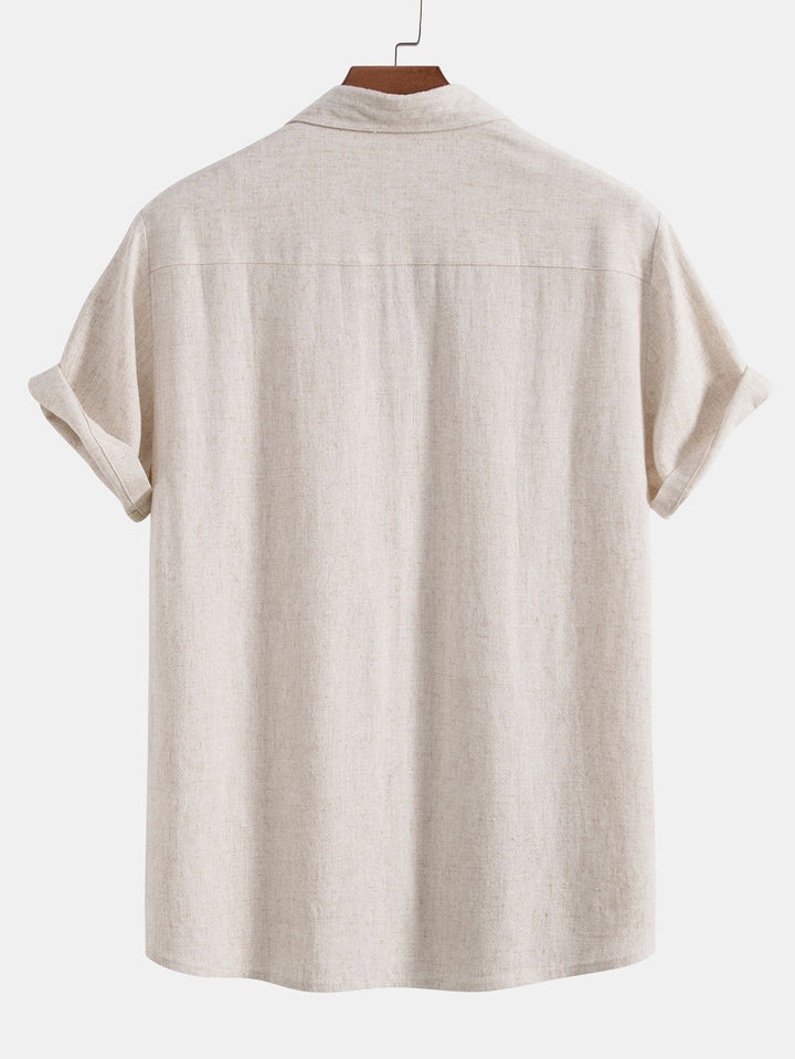 Casual men's summer clothing set with linen-style texture