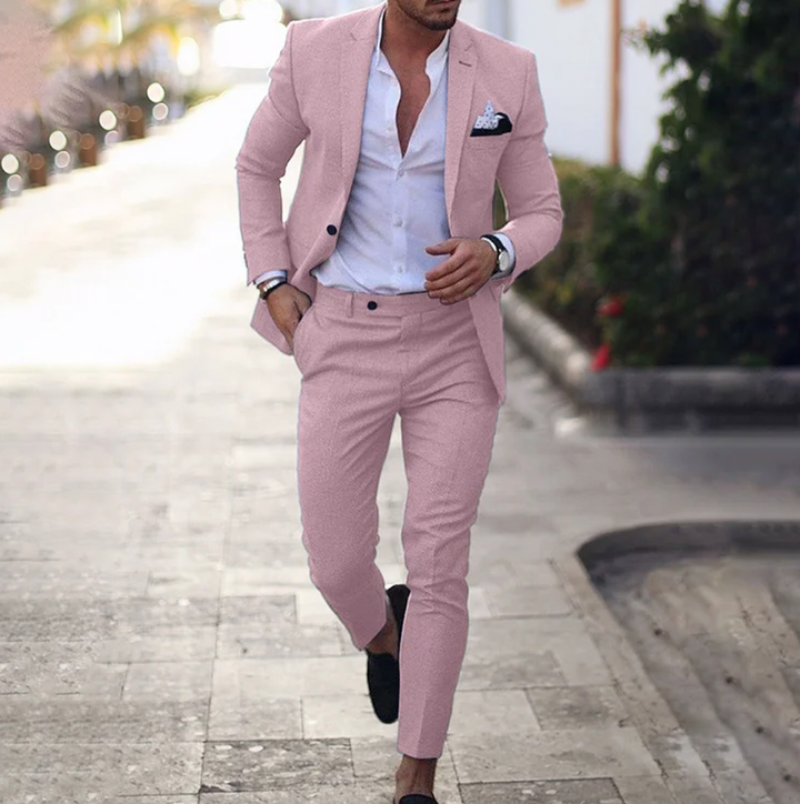 Lucas Men's stylish business casual suit set. Blazer and trousers deliver a professional and fashionable men's look.