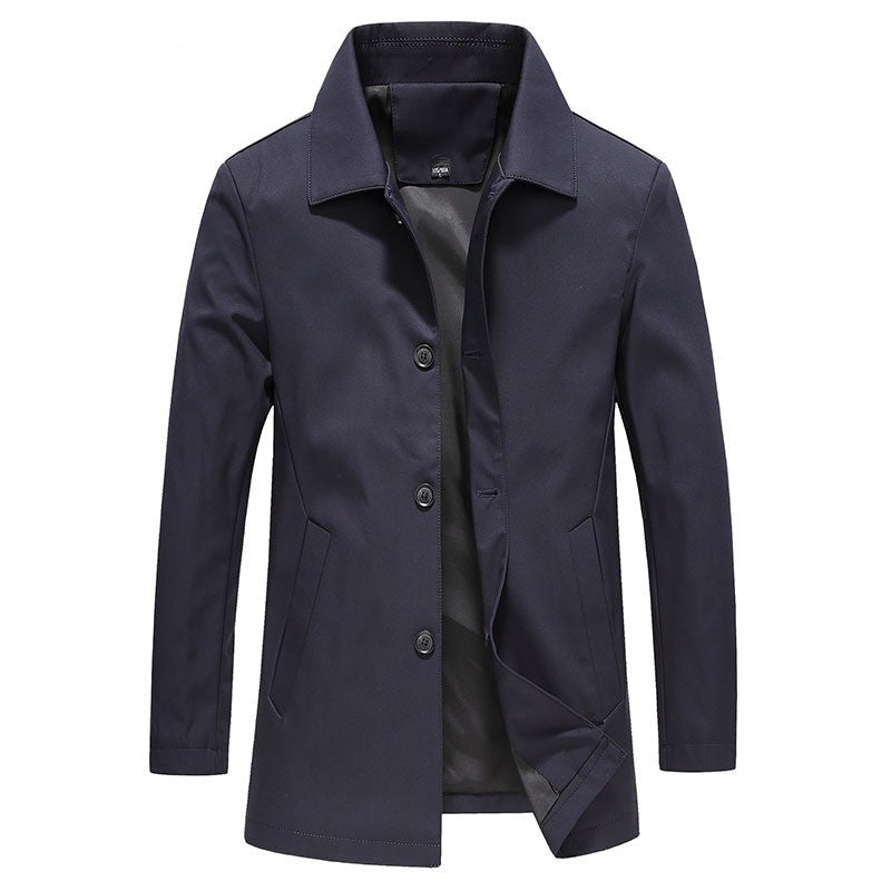 Stylish men's collared button-down jacket with a classic fit. Perfect casual & smart casual outerwear for spring or fall.