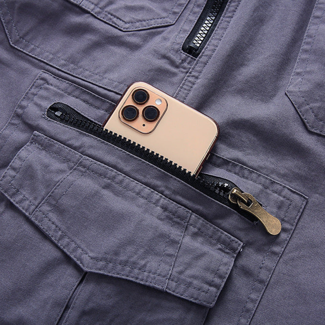 Men's tactical cargo shorts featuring multiple pockets, durable fabric, perfect for outdoor utility.