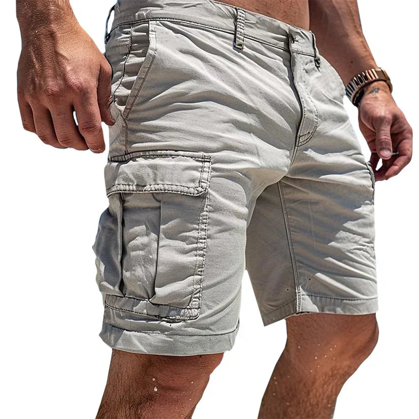 Men's relaxed fit cargo shorts, ideal for summer casual wear & outdoor comfort.