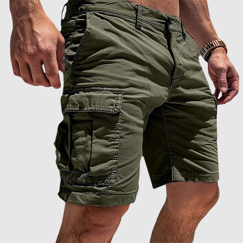 Versatile men's utility cargo shorts, perfect for practical summer style & outdoor adventures.