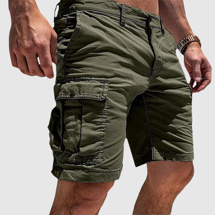 Versatile men's utility cargo shorts, perfect for practical summer style & outdoor adventures.