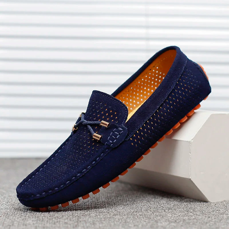 Men's casual breathable slip-on loafers in tan leather