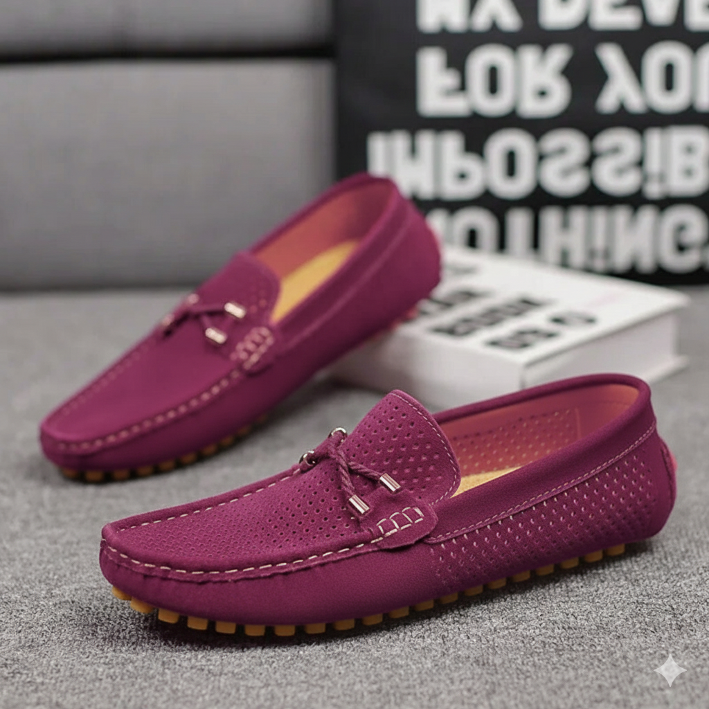 Lifestyle image of a man wearing men's casual slip-on loafers