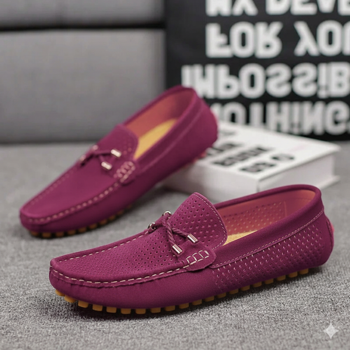 Lifestyle image of a man wearing men's casual slip-on loafers