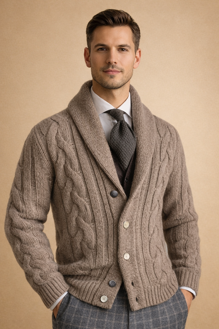 Men's casual button-front knit cardigan, warm & comfortable long-sleeve sweater, perfect for fall & winter daily wear.