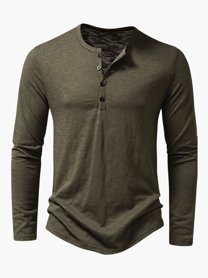 Men's casual henley long sleeve t-shirt, perfect for everyday wear.