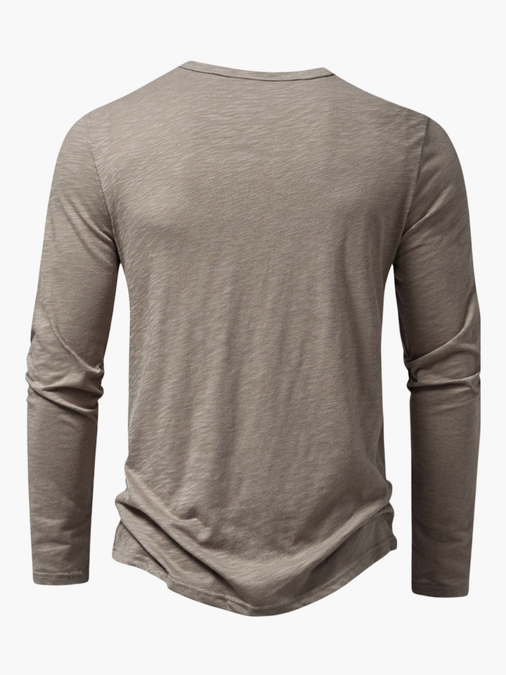 Men's everyday basic tee: comfortable long sleeve henley shirt.