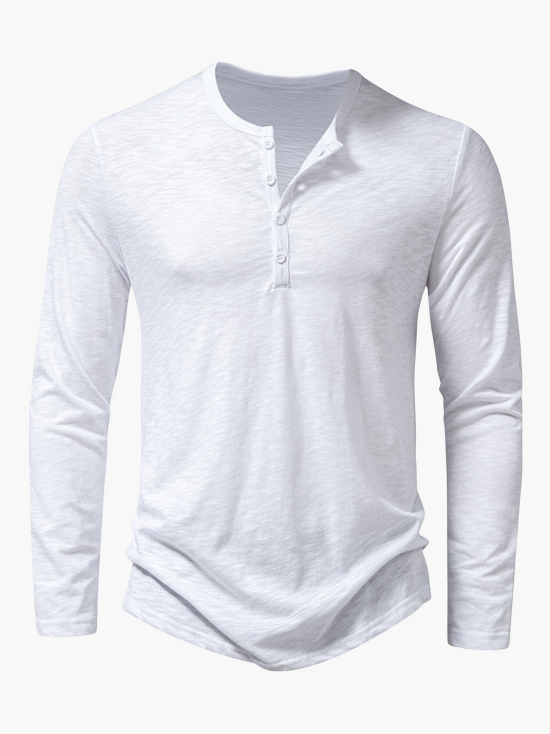 Layering piece: men's casual henley tee, ideal for any season.