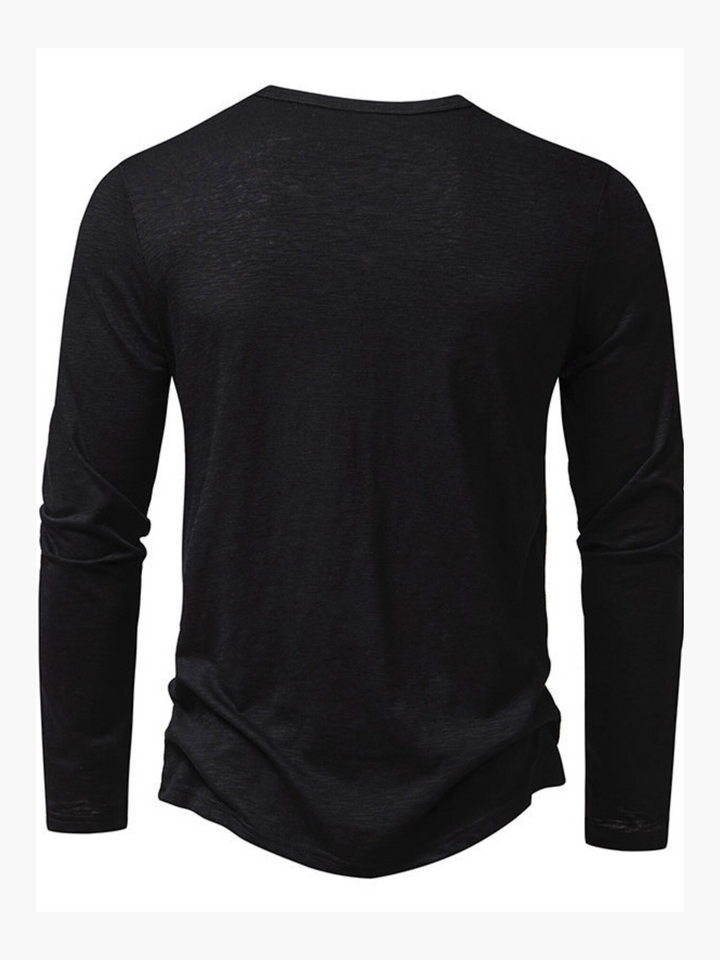 Stylish men's long sleeve shirt with a classic henley design.