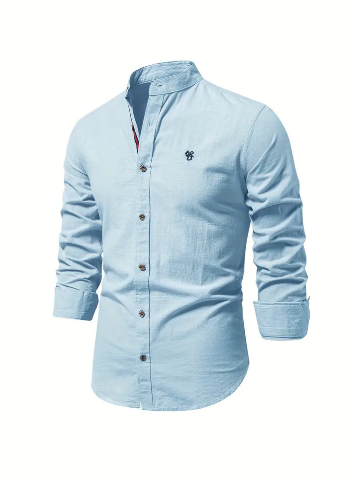 Men's everyday style long sleeve button-up shirt, a regular fit casual top for versatile season wear.