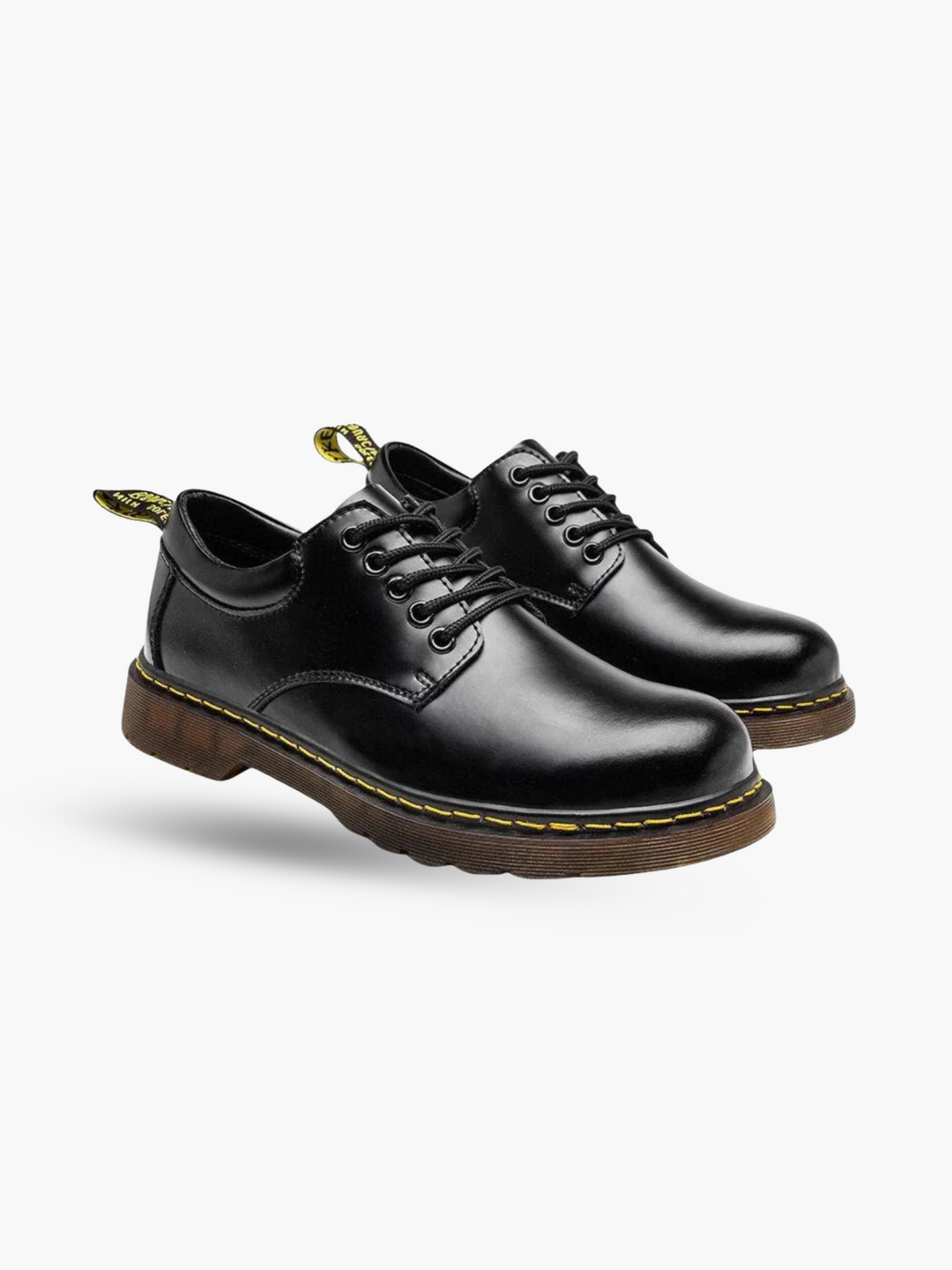 Men's classic black leather Derby lace-up shoes for versatile everyday style and formal occasions.