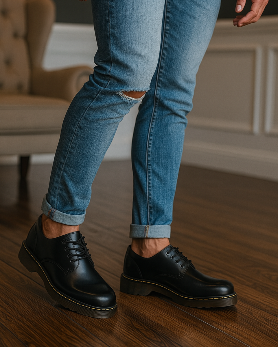 Stylish brown leather Derby shoes for men, featuring a comfortable lace-up design for casual or dress wear.