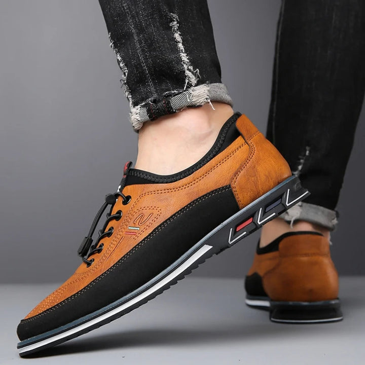 Elegant men's brown Oxford shoes, comfortable lace-up footwear for business, formal & smart casual events.
