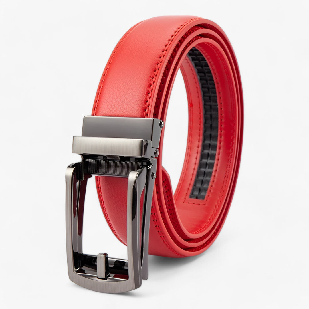 Men's classic brown cowhide leather belt with durable silver buckle, perfect for versatile formal or casual wear.