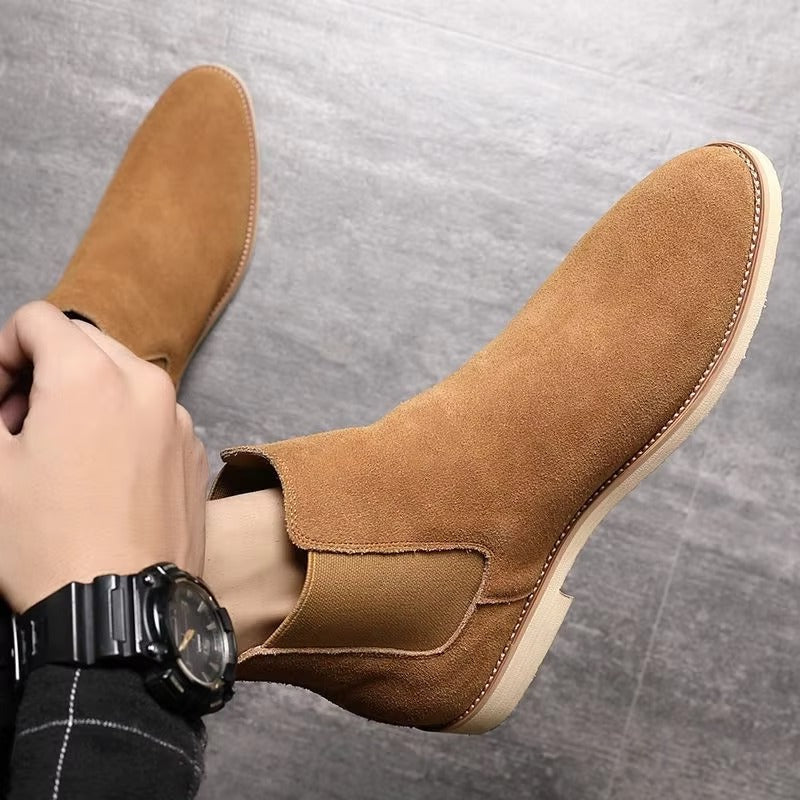 Men's comfortable footwear: suede-look Chelsea boots perfect for everyday casual wear.