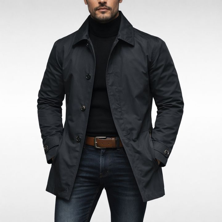 Men's classic car coat in timeless style, offering warmth & versatility for cold weather and smart casual occasions.