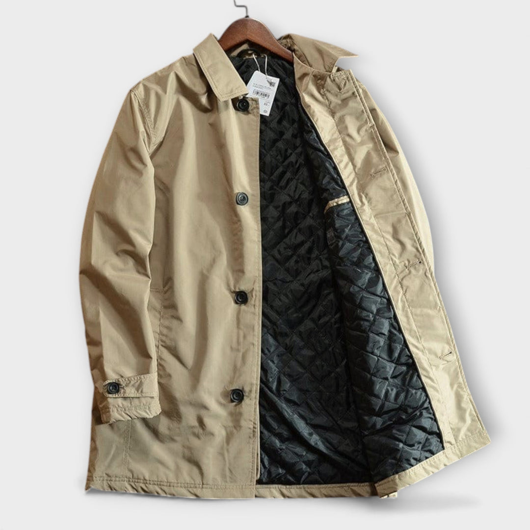 Timeless men's classic car coat, a stylish hip-length jacket designed for modern men's fashion and warmth.