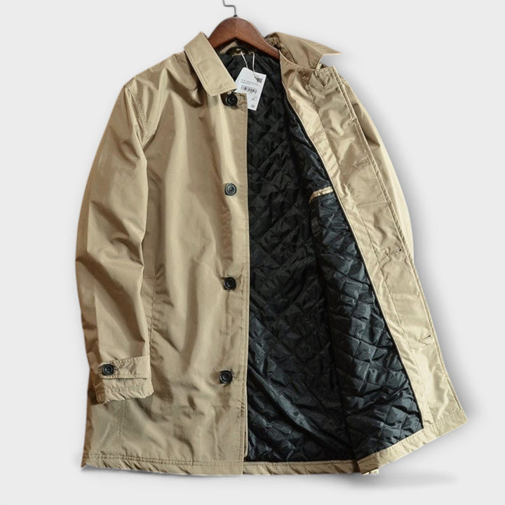 Timeless men's classic car coat, a stylish hip-length jacket designed for modern men's fashion and warmth.