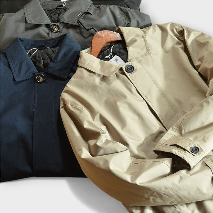 Men's classic car coat, a stylish and warm button-front jacket for sophisticated daily wear and business attire.