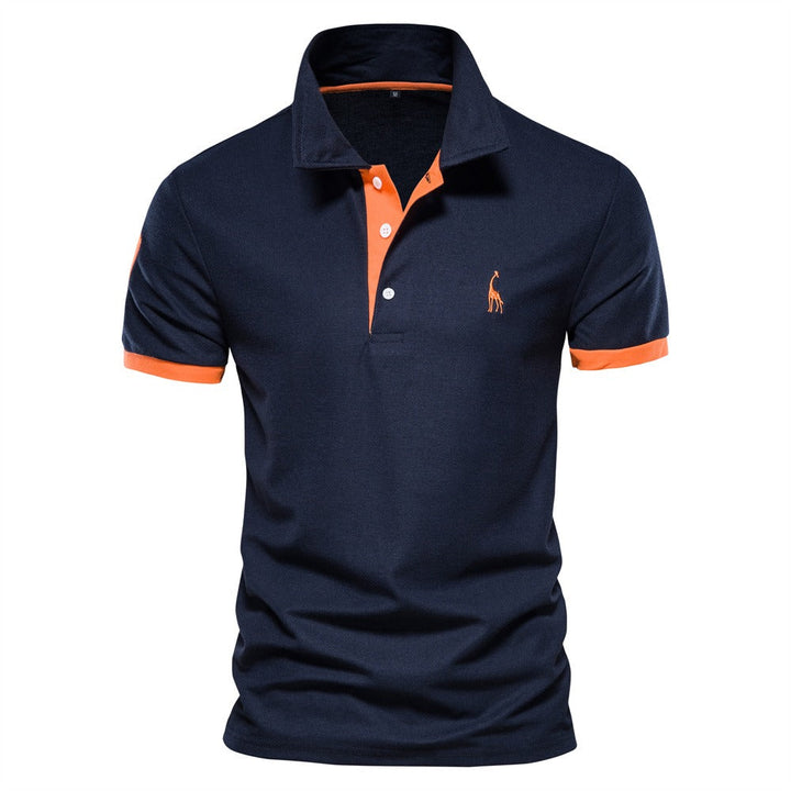 Men's Classic Contrast Collar Polo Shirt. Stylish short sleeve for smart casual men's fashion.