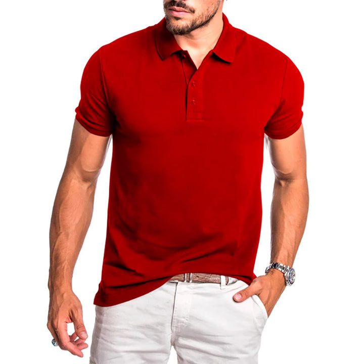 Men's classic fit short sleeve polo shirt in navy blue, a smart casual wardrobe essential.