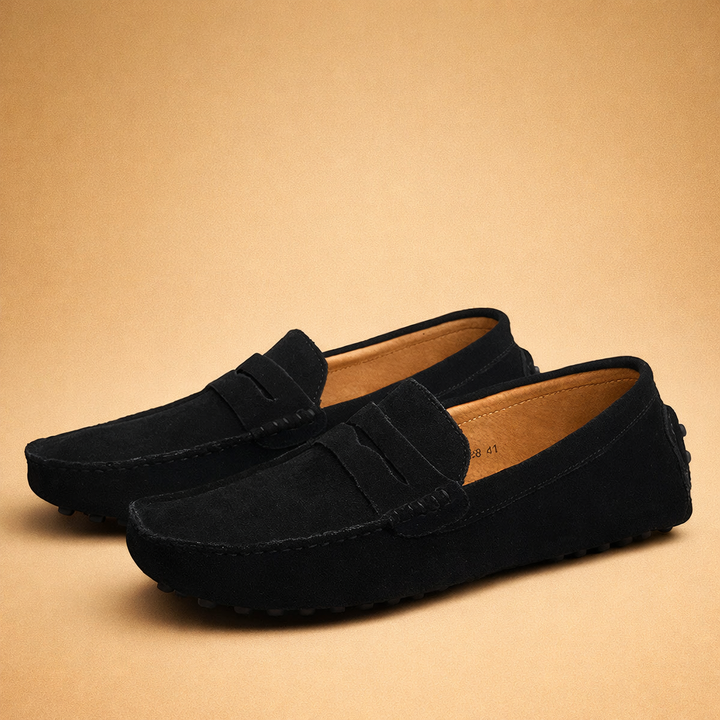 Comfortable men's suede loafers, Italian design, perfect travel footwear
