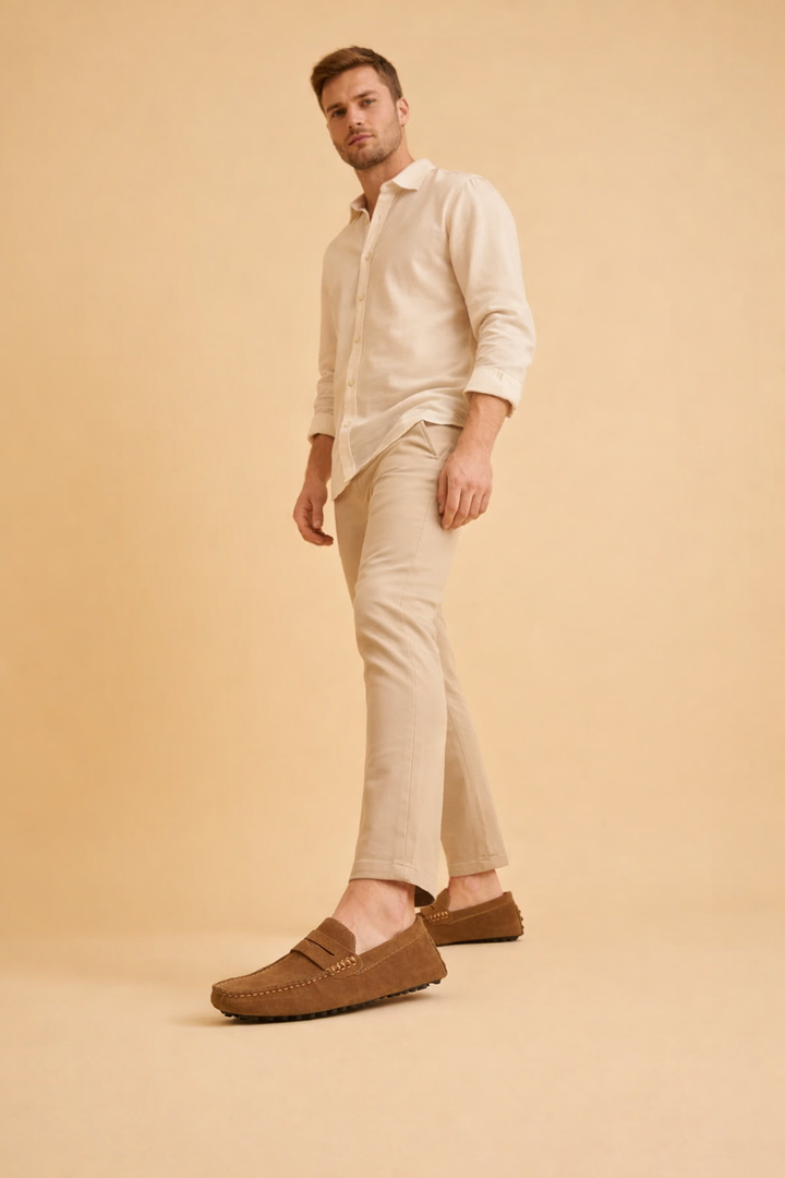 Handcrafted Italian suede loafers for men, featuring a timeless design